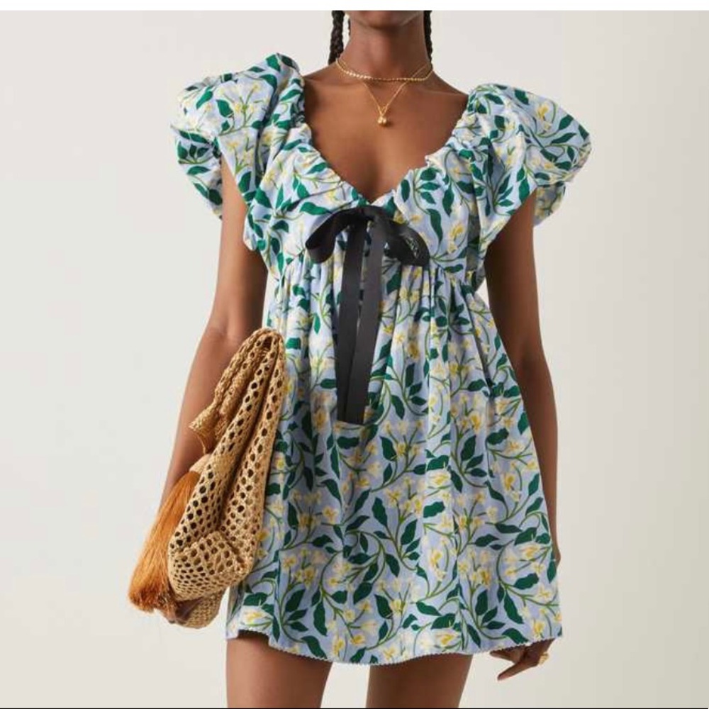 Aqua by Aqua Bendita Horizonte Celeste Cotton Mini Dress Small